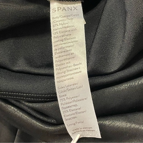 SPANX Faux Leather Stripe Legging in Very Black White - Picture 9 of 10